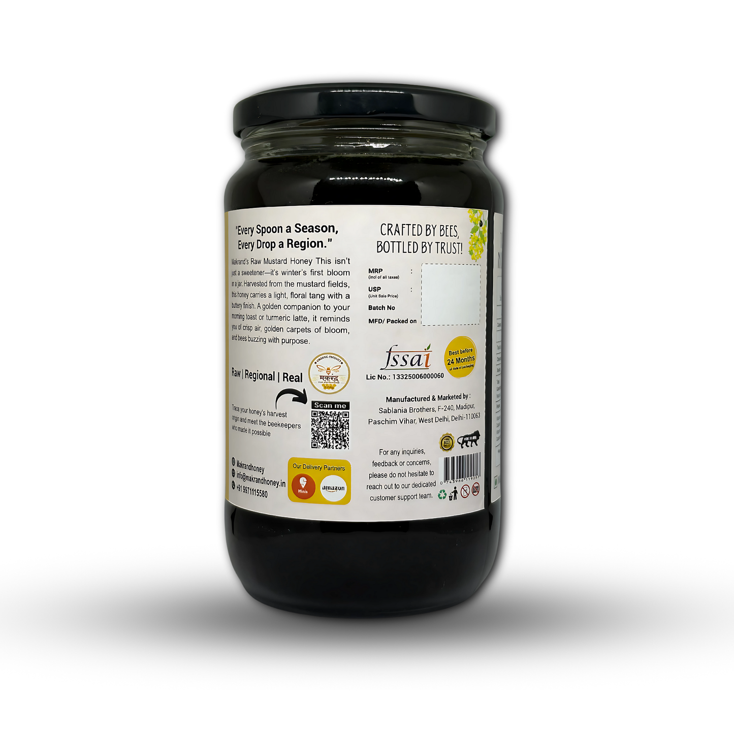 Raw Mustard Honey | North Indian Honey | 100% Pure Honey