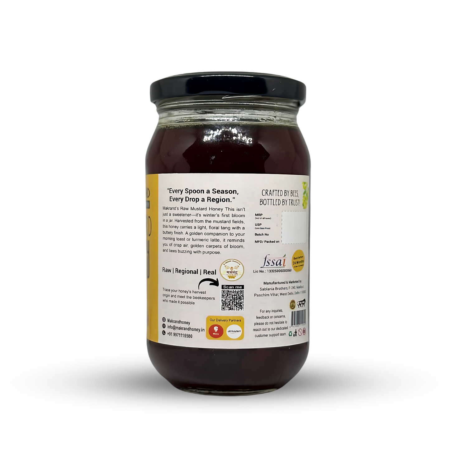 Raw Mustard Honey | North Indian Honey | 100% Pure Honey
