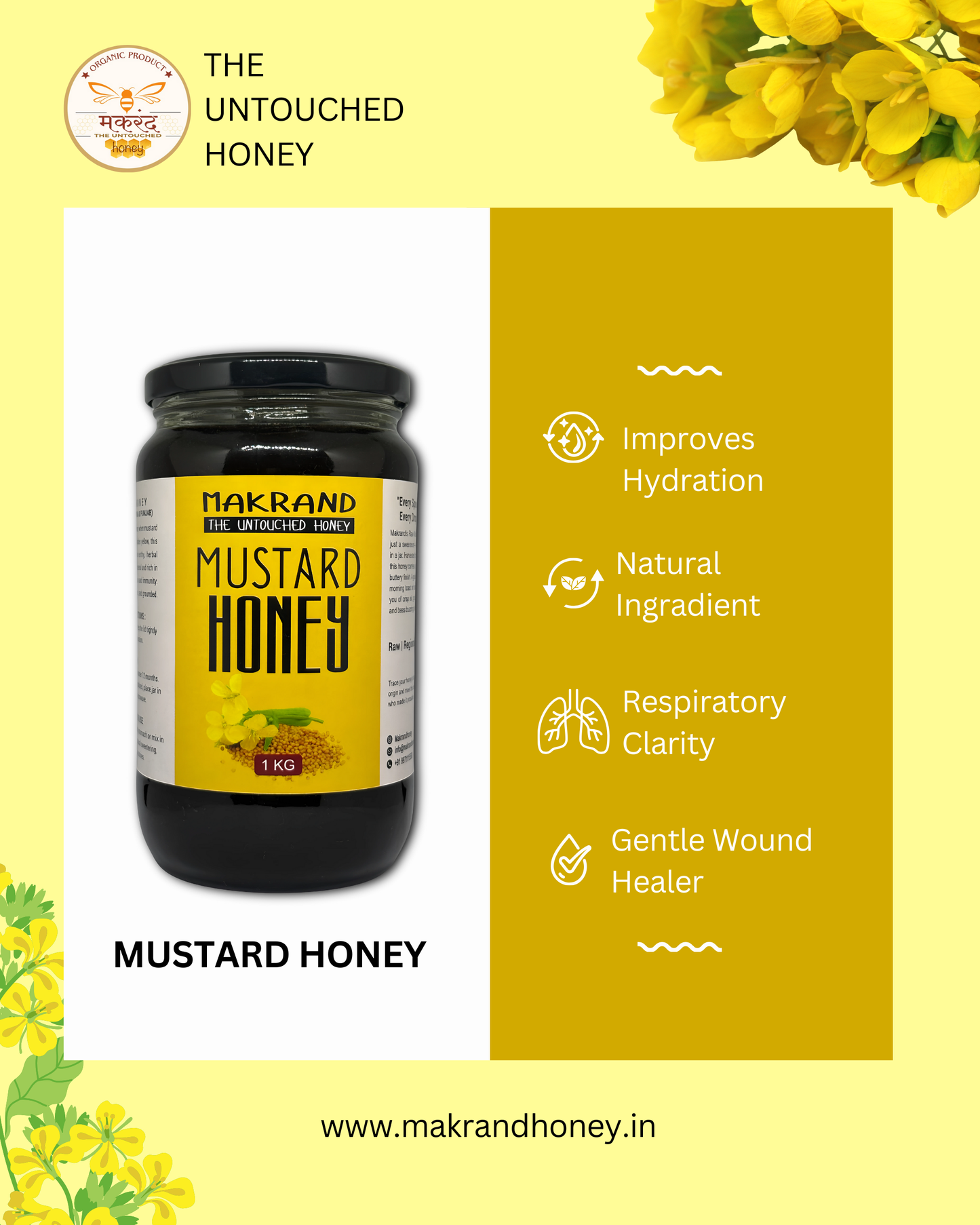 Raw Mustard Honey | North Indian Honey | 100% Pure Honey